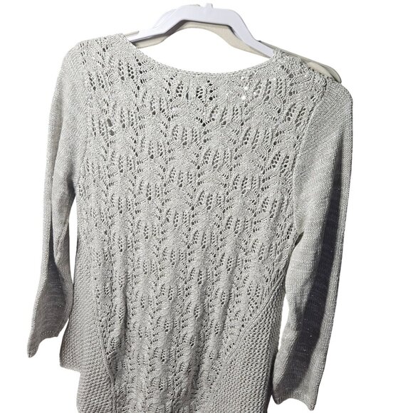 Skyes The Limit Womens Silver Knit Sweater Top With Long Sleeves - Picture 3 of 4